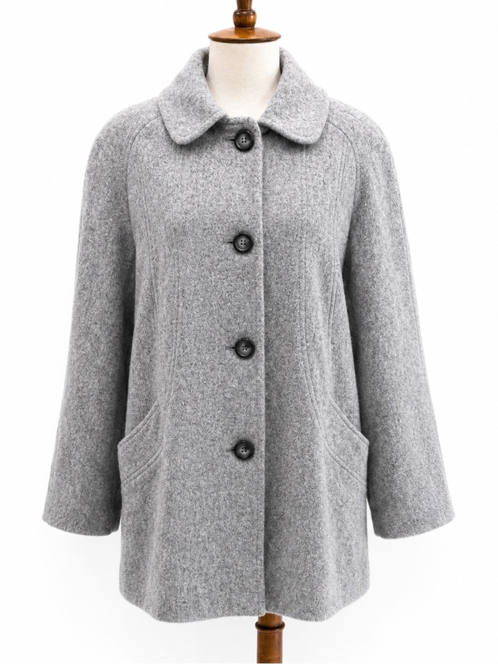 Herman Kay Vintage Classic Grey Women's Wool Blend Coat Petite 8